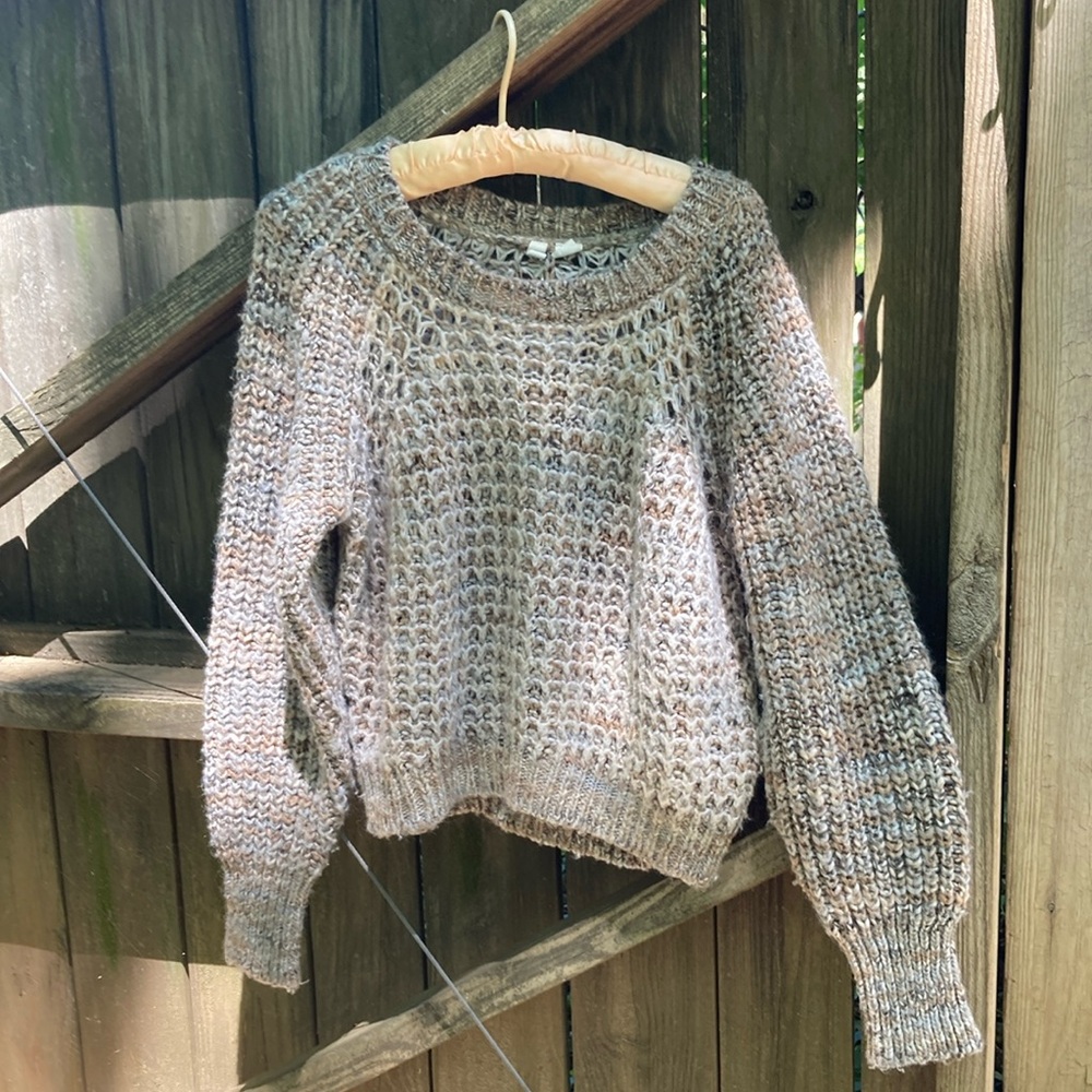 Moth tan and grey wool blend sweater
